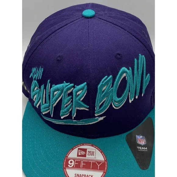 Super Bowl XLVII Snapback Hat Cap Purple Teal NFL New Orleans New Era 9Fifty - Picture 8 of 9